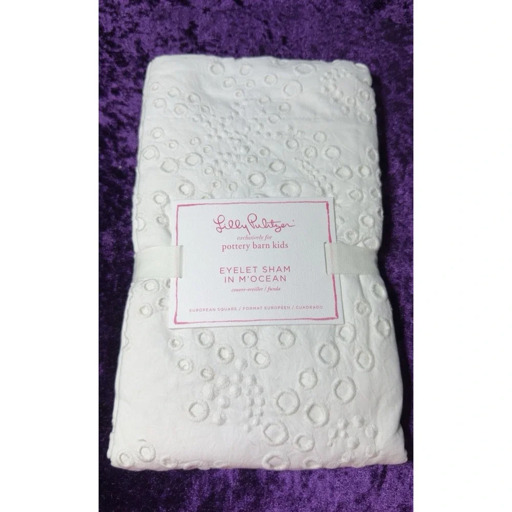 Pottery Barn Lilly Pulitzer Ocean Eyelet EURO Sham White
